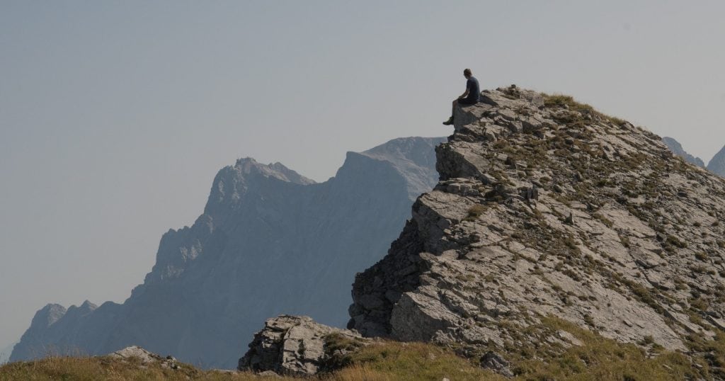 Gartnerwand mit Blick auf den Gipfel der Zugspitze